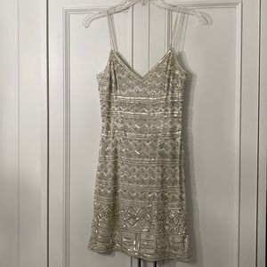 White beaded THEIA cocktail dress